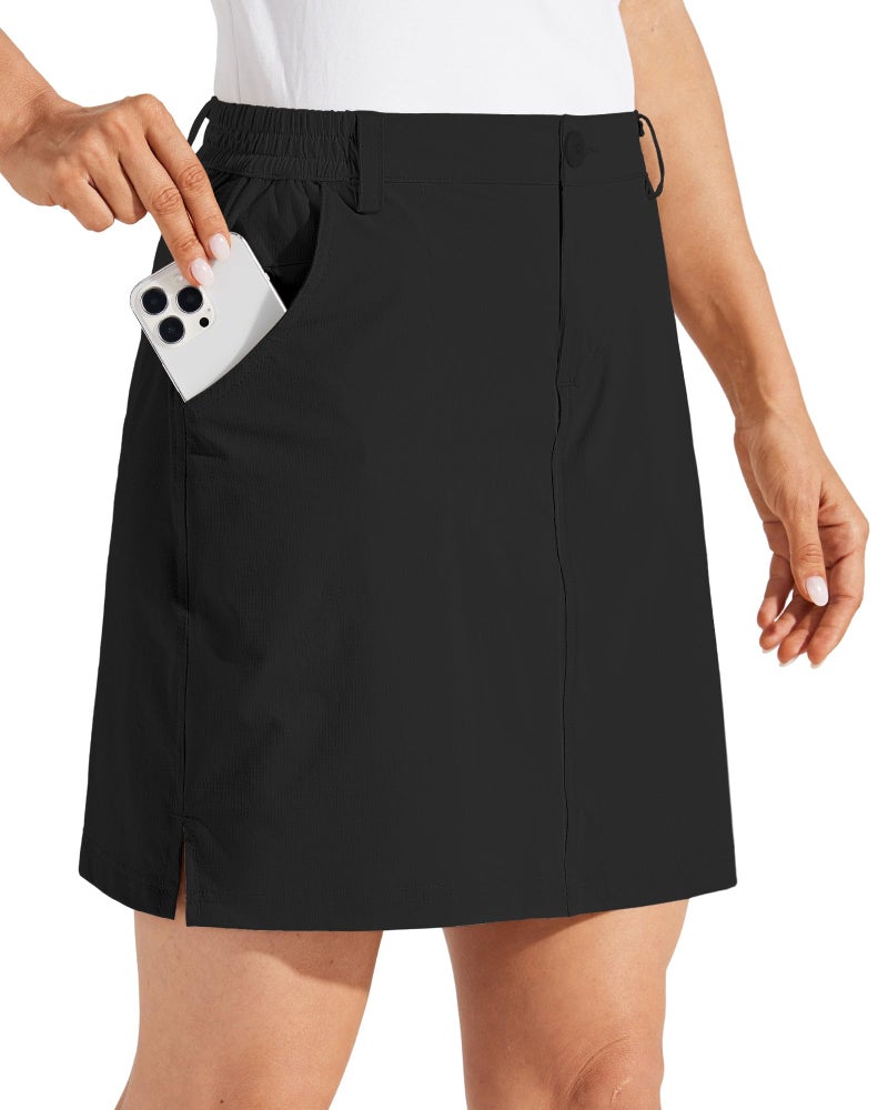Willit Women's Skorts Golf Casual Skort Skirts UPF 50+ Quick Dry Zip Pockets Outdoor Hiking Black S - Image 2